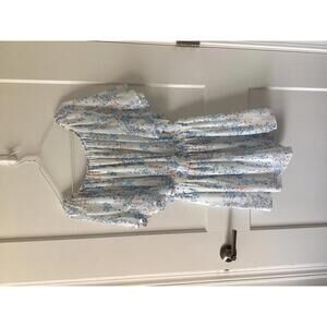 Floral Off Shoulder Romper Women’s Med Blue‎ Summer Short Sleeve Casual Cute